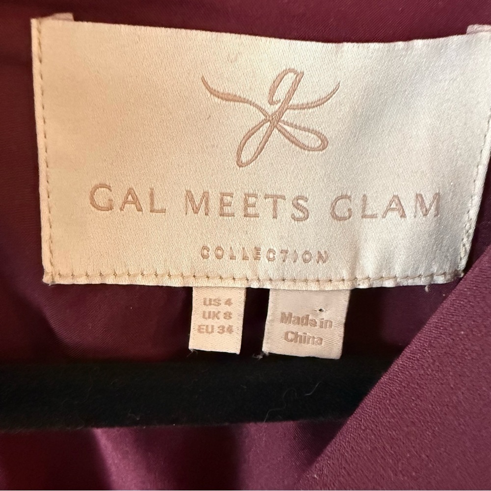 Gal Meets Glam Collection Serena Tie Cuff Fit and Flare Dress Burgundy 4 - Picture 9 of 14